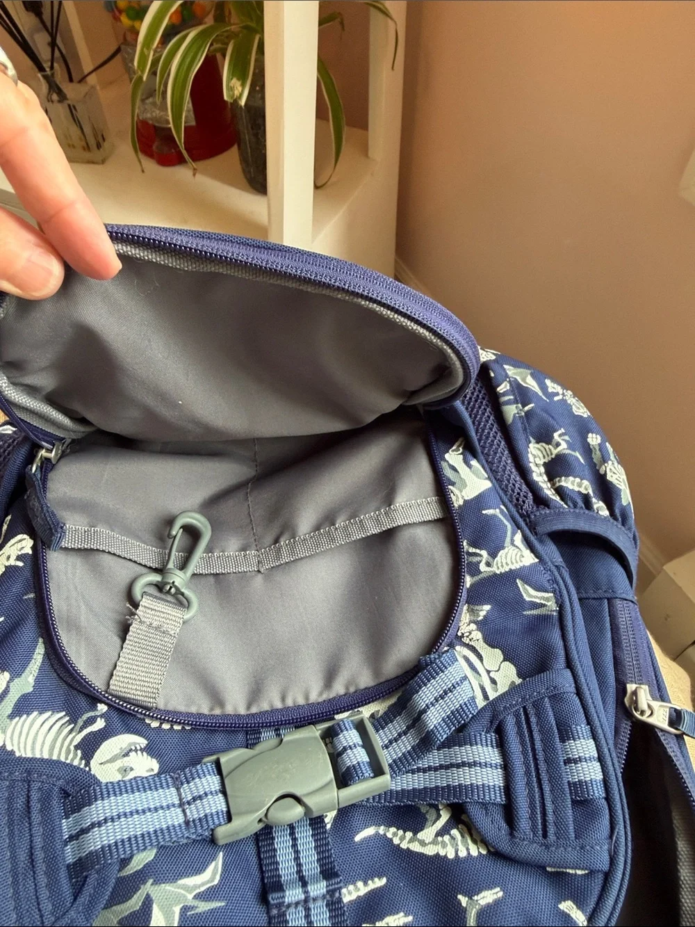 Pottery Barn Kids Dinosaur Skeleton Navy Blue Backpack